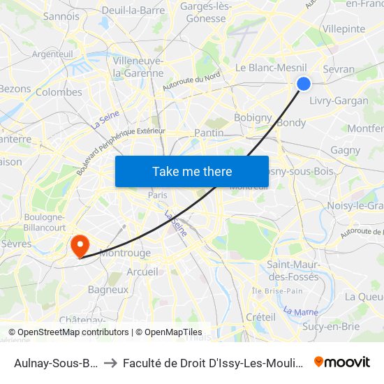 Aulnay-Sous-Bois to Faculté de Droit D'Issy-Les-Moulineaux map