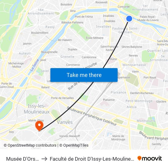 Musée D'Orsay to Faculté de Droit D'Issy-Les-Moulineaux map