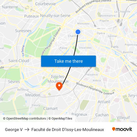 George V to Faculté de Droit D'Issy-Les-Moulineaux map