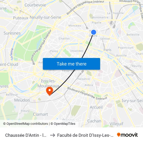 Chaussée D'Antin - la Fayette to Faculté de Droit D'Issy-Les-Moulineaux map