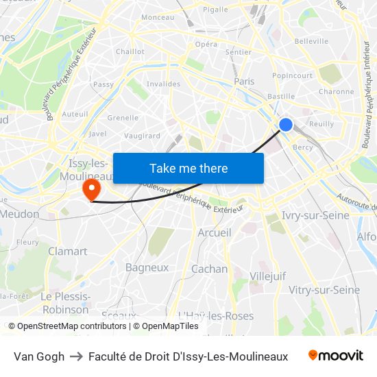 Van Gogh to Faculté de Droit D'Issy-Les-Moulineaux map