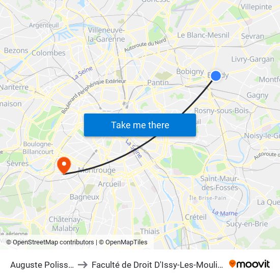 Auguste Polissard to Faculté de Droit D'Issy-Les-Moulineaux map