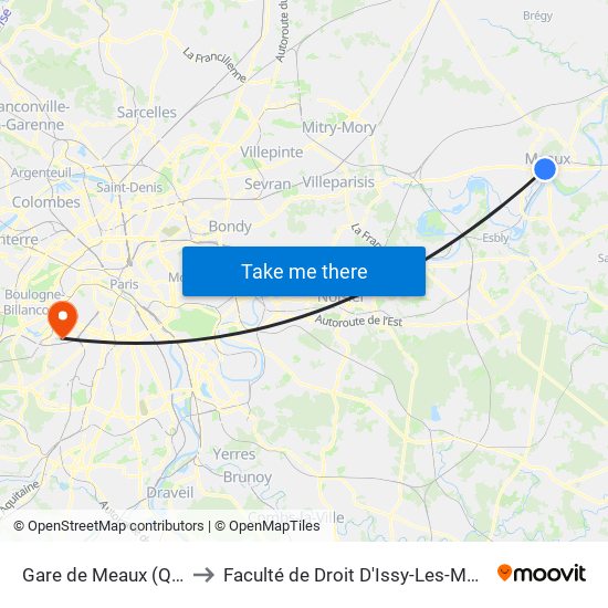 Gare de Meaux (Quai D) to Faculté de Droit D'Issy-Les-Moulineaux map