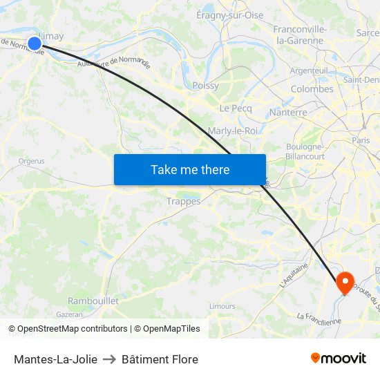 Mantes-La-Jolie to Bâtiment Flore map