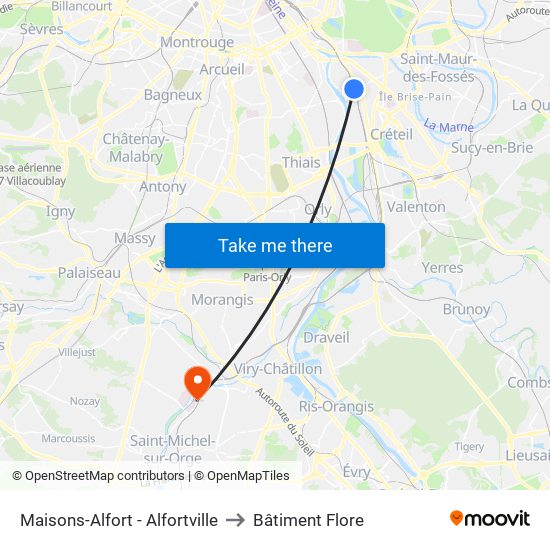 Maisons-Alfort - Alfortville to Bâtiment Flore map