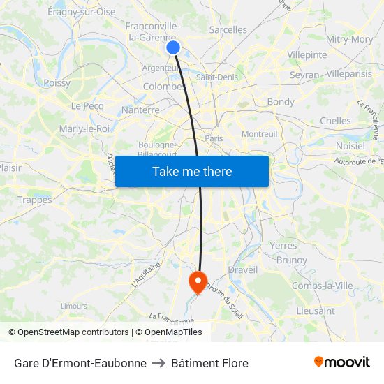 Gare D'Ermont-Eaubonne to Bâtiment Flore map