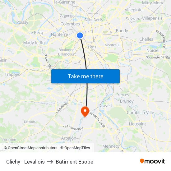 Clichy - Levallois to Bâtiment Esope map