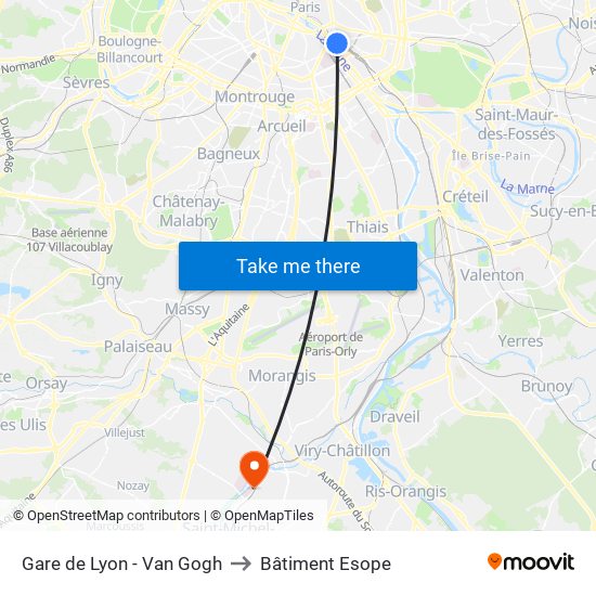 Gare de Lyon - Van Gogh to Bâtiment Esope map