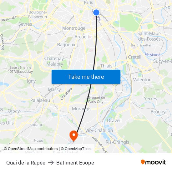 Quai de la Rapée to Bâtiment Esope map