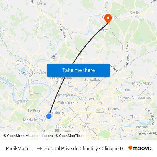 Rueil-Malmaison to Hopital Privé de Chantilly - Clinique Des Jockeys map
