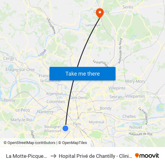 La Motte-Picquet - Grenelle to Hopital Privé de Chantilly - Clinique Des Jockeys map