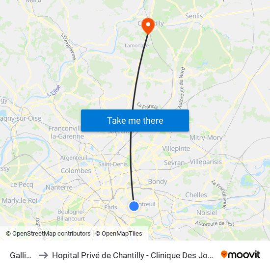 Gallieni to Hopital Privé de Chantilly - Clinique Des Jockeys map
