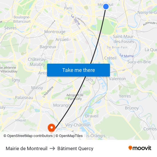 Mairie de Montreuil to Bâtiment Quercy map