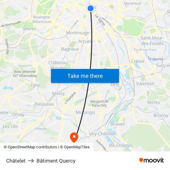 Châtelet to Bâtiment Quercy map