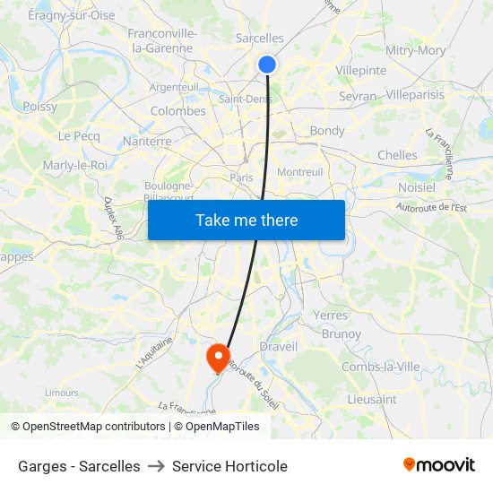 Garges - Sarcelles to Service Horticole map
