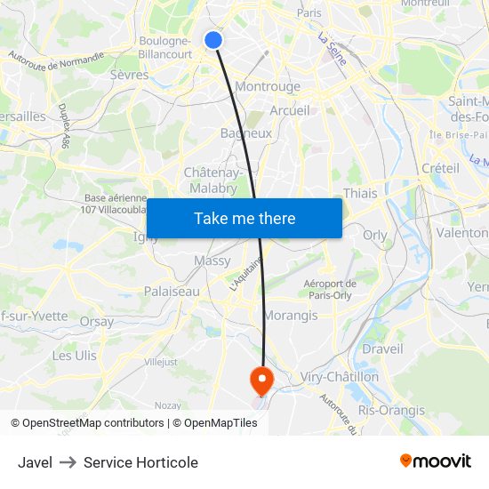 Javel to Service Horticole map