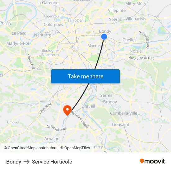 Bondy to Service Horticole map