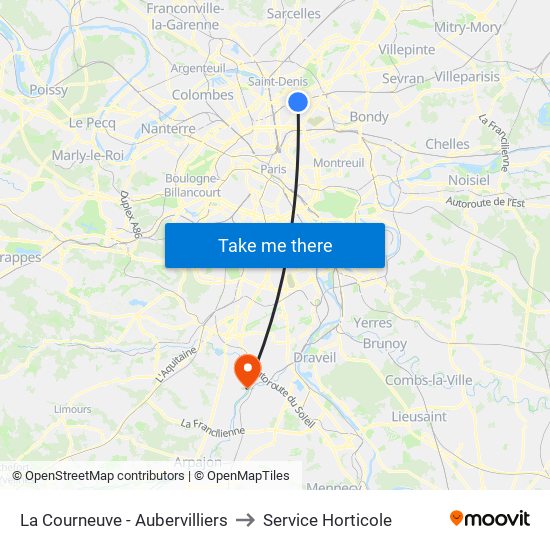La Courneuve - Aubervilliers to Service Horticole map