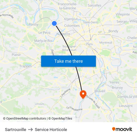 Sartrouville to Service Horticole map