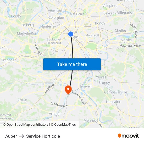 Auber to Service Horticole map