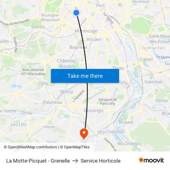 La Motte-Picquet - Grenelle to Service Horticole map