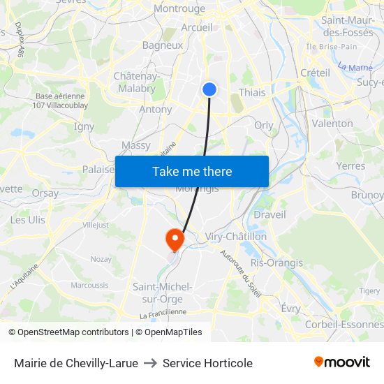 Mairie de Chevilly-Larue to Service Horticole map