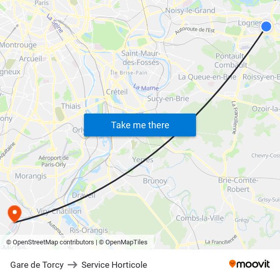 Gare de Torcy to Service Horticole map