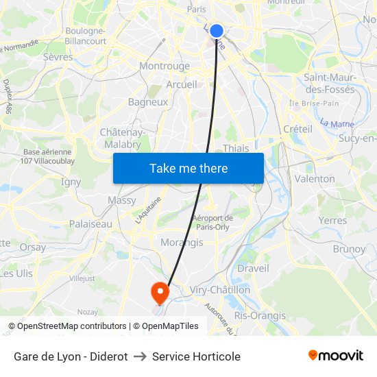 Gare de Lyon - Diderot to Service Horticole map