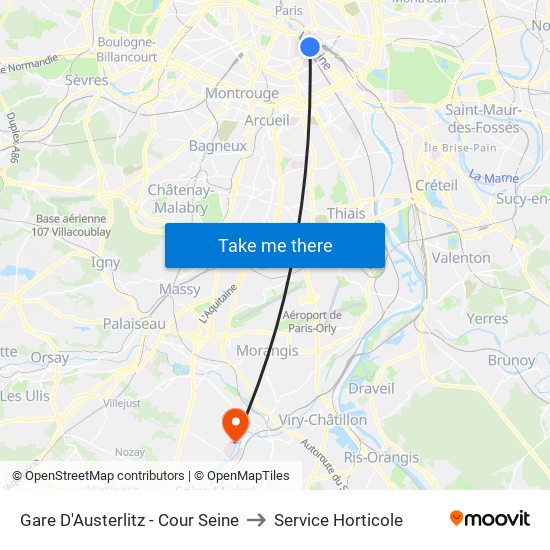 Gare D'Austerlitz - Cour Seine to Service Horticole map