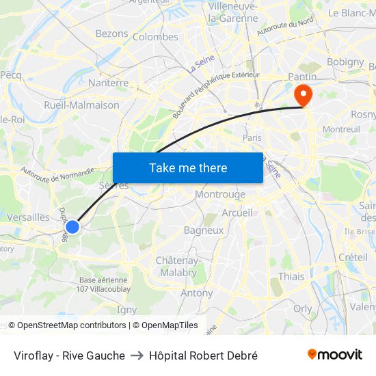 Viroflay - Rive Gauche to Hôpital Robert Debré map