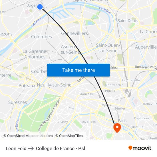 Léon Feix to Collège de France - Psl map