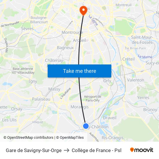 Gare de Savigny-Sur-Orge to Collège de France - Psl map
