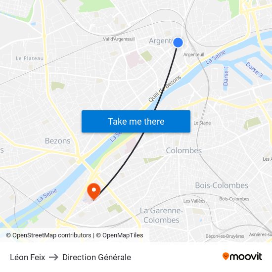 Léon Feix to Direction Générale map