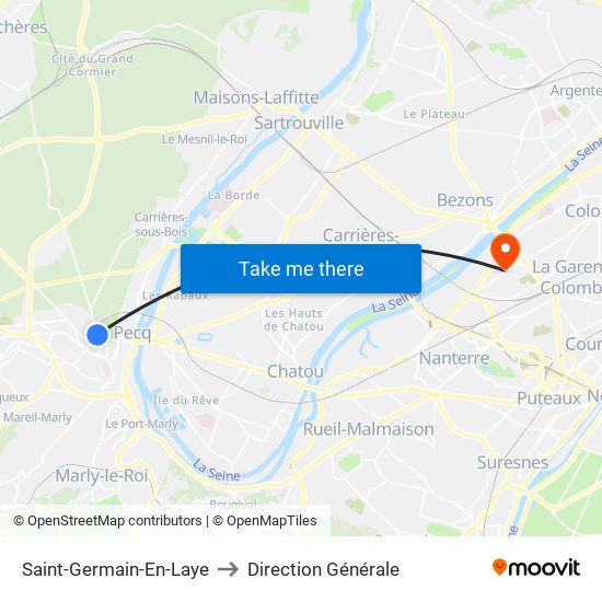 Saint-Germain-En-Laye to Direction Générale map
