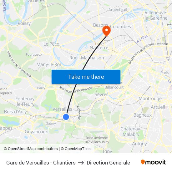 Gare de Versailles - Chantiers to Direction Générale map
