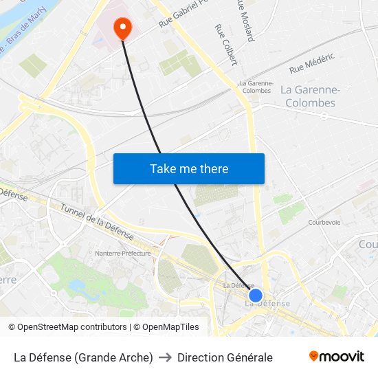 La Défense (Grande Arche) to Direction Générale map