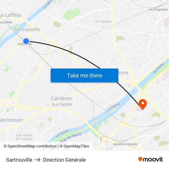 Sartrouville to Direction Générale map