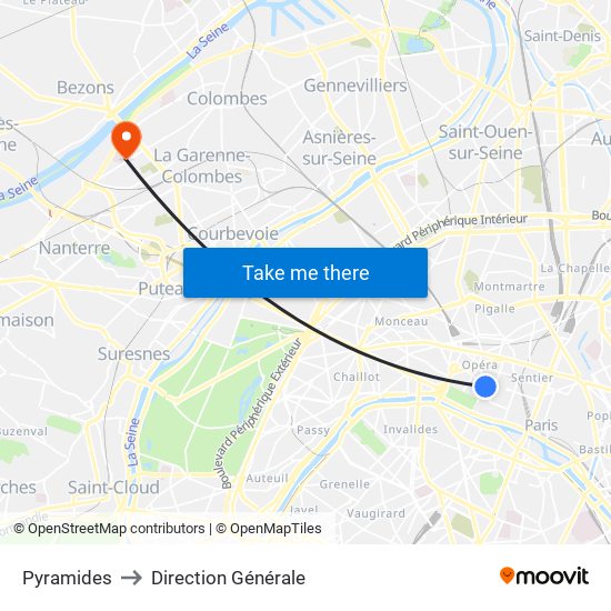 Pyramides to Direction Générale map