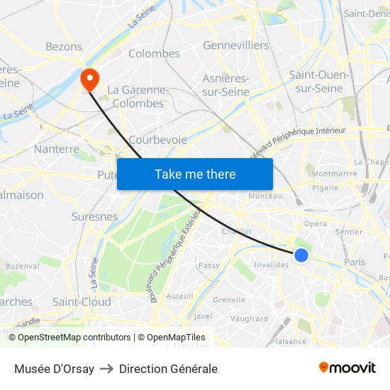 Musée D'Orsay to Direction Générale map