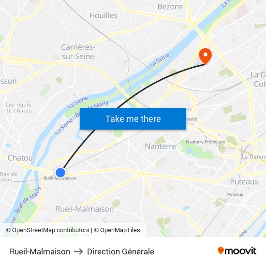 Rueil-Malmaison to Direction Générale map