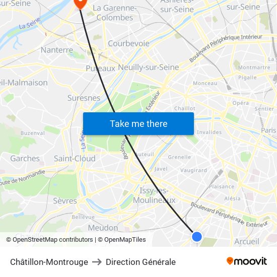 Châtillon-Montrouge to Direction Générale map