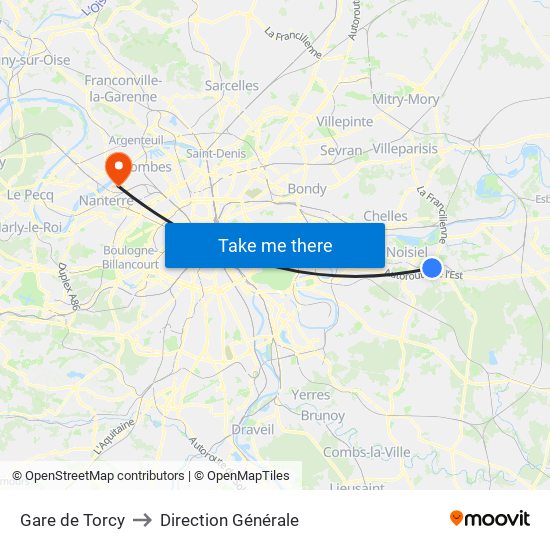 Gare de Torcy to Direction Générale map