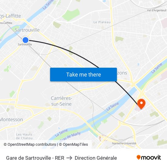 Gare de Sartrouville - RER to Direction Générale map