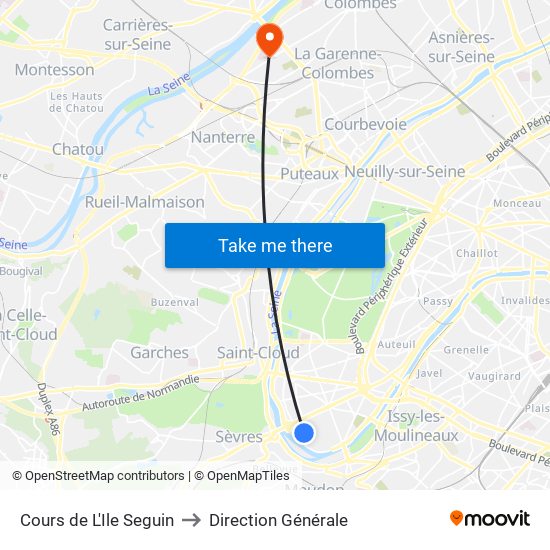 Cours de L'Ile Seguin to Direction Générale map