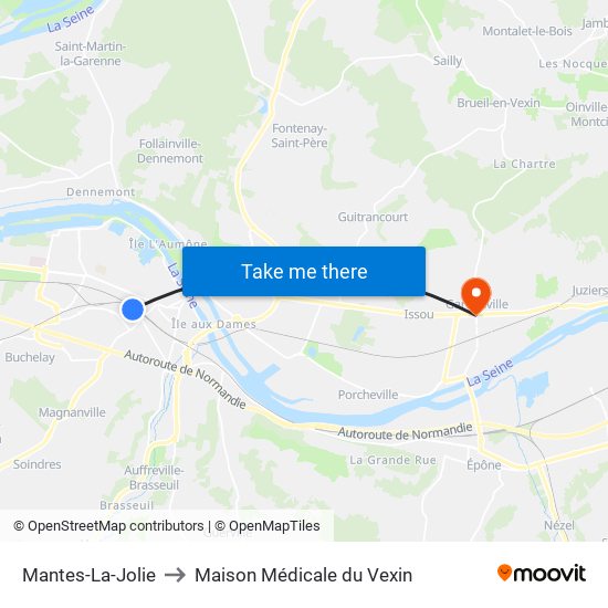 Mantes-La-Jolie to Maison Médicale du Vexin map
