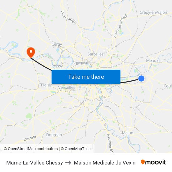 Marne-La-Vallée Chessy to Maison Médicale du Vexin map