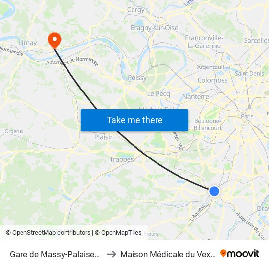 Gare de Massy-Palaiseau to Maison Médicale du Vexin map