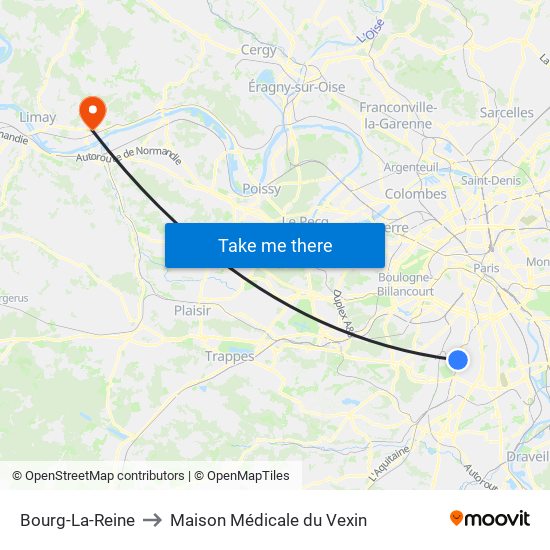 Bourg-La-Reine to Maison Médicale du Vexin map