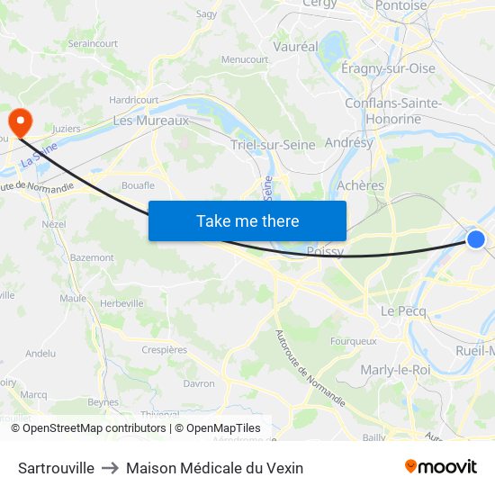 Sartrouville to Maison Médicale du Vexin map