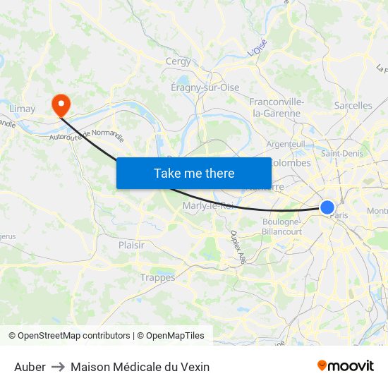 Auber to Maison Médicale du Vexin map
